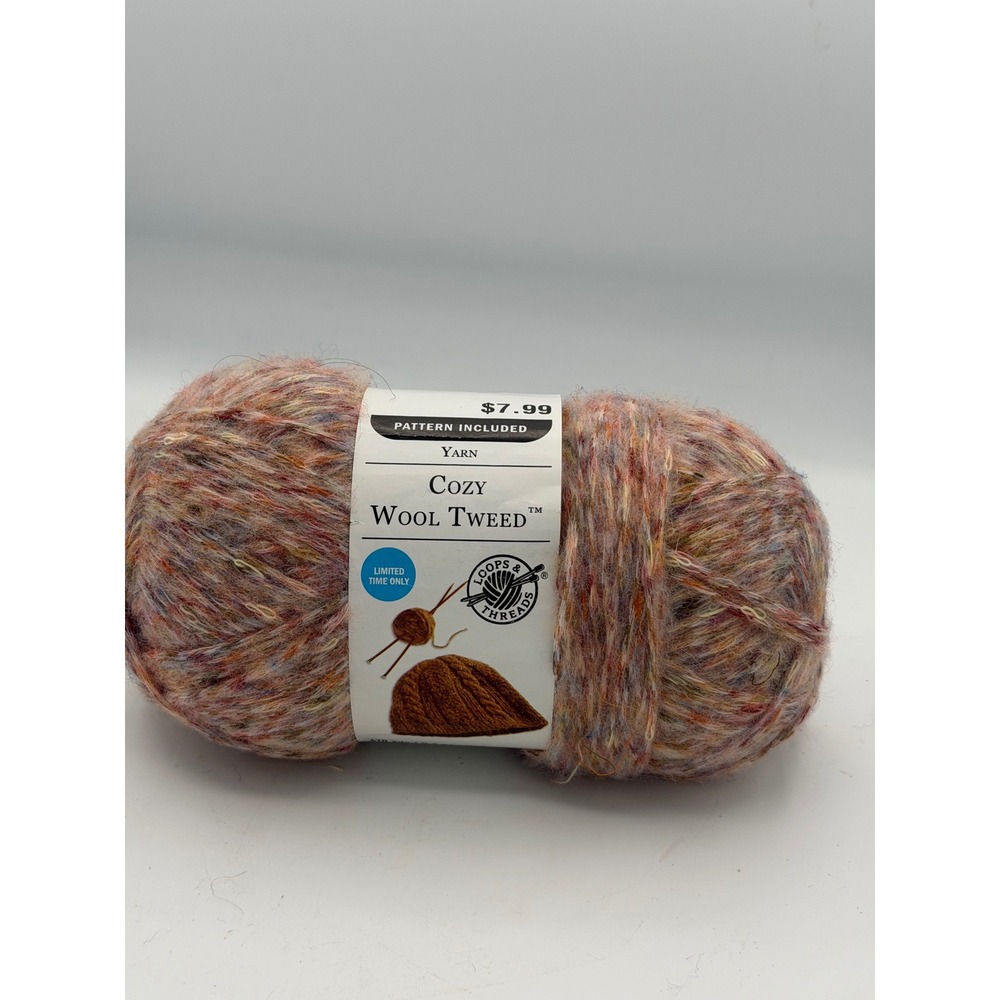 Loops & Threads Cozy Wool Tweed Yarn Cinnamon 418 Yds Y1912-001 Medium 4 Weight